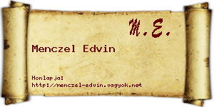 Menczel Edvin névjegykártya